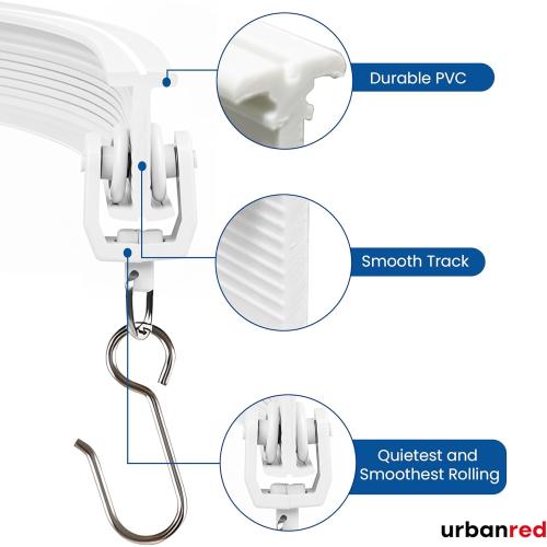 UrbanRed Flexible Ceiling Curtain Track, 5 m (16.4 ft) Rail Kit, White | Flexible curtain ceiling track bends for smooth sliding, making it ideal for room dividers, RVs and bay windows.