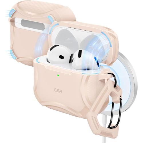 ESR for AirPods 4 Case, Compatible with AirPods 4th Generation Case (2024), Compatible with MagSafe, Powerful Drop Protection, Magnetic Lid, Cyber Series, Desert Titanium