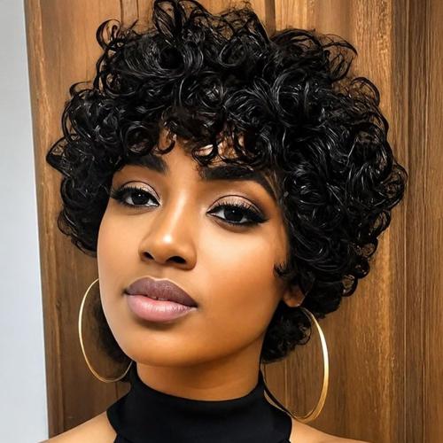 Short Curly Wigs for Black Women Short Pixie Cut Wig Curly Wigs for Women