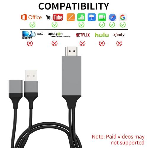 Universal HDMI Adapter for Phone to TV, Phone HDMI Cable, Plug and Play HD Screen Mirroring Adapter for Samsung/iPhone/LG/Motorola/Pixel etc