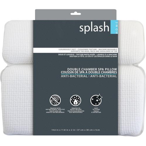 Splash Home Sooth Double Chamber Vinyl Spa Pillow, Machine Washable, 14.6 x 11.8, Taupe