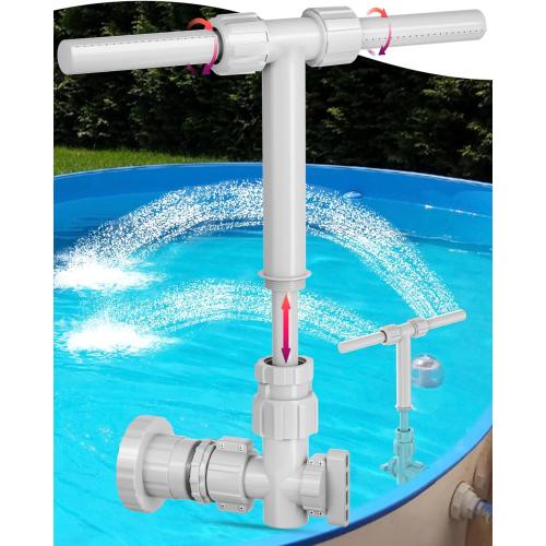 2026 Dual Spray Pool Fountain, 2-in-1 Retractable Height 360° Adjustable Waterfall Sprinkler Fountain, High-Pressure Pool Spray Fountain for Swimming Pool Spa Cooling, Grey