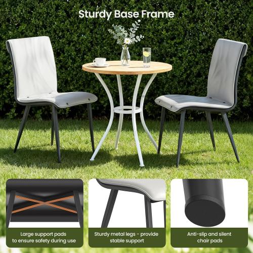 Dining Chairs Set of 2, Gray Upholstered Faux Leather Kitchen Chairs with Sturdy Metal Legs, Ergonomic Dining Room Chairs with Cushion Seat & Back for Living Room, Apartment, Restaurant