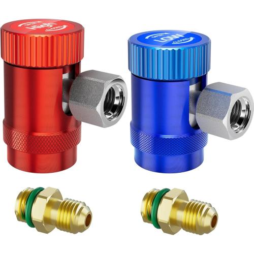 HTOMT R1234yf Adapter,Adjustable R1234yf Quick Couplers Adapter,Air Conditioning Line Repair Tools High/Low Side Connectors R1234yf Quick Coupler Kit,r-1234yf Adapter Set of 2