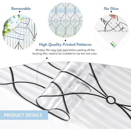 ADD.HERES Window Privacy Film, Glass Decorative Static Cling, 17.5 x 78.7