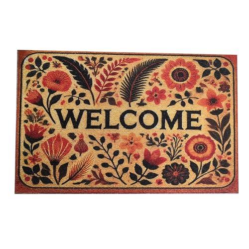 Outdoor Rug Door Mat, Welcome Mat Outdoor, Non-Slip Door Mat Outside Entrance, Stylish Welcome Mat, Entryway Rug, 19'x31' (16.WelcomeFlower)