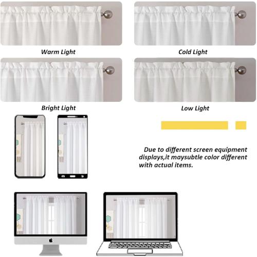 Chyhomenyc White Curtains 63 Inch Length 2 Panels