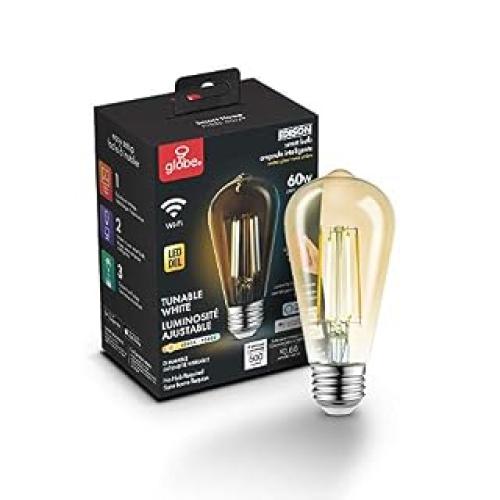 Smart 60W Equivalent Vintage Filament Tunable White LED Wi-Fi Enabled Voice Activated ST19 E26 Amber Glass Light Bulb: Dimmable Edison Light Bulbs