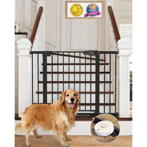 Cumbor 30-46 Baby Gate for Stairs, Mom's Choice Awards Winner-Auto Close Dog Gate for The House, Gifts for Mom, Easy Install Pressure Mounted Pet Gates for Doorways, Black