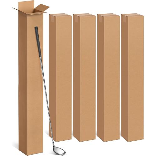 Magicheap 5 Pack Golf Club Shipping Boxes, 48x4x4 Inch Tall Corrugated Cardboard Golf Club Box for Shipping Packaging Moving Mailing