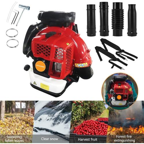 Gas Leaf Blower, Backpack Leaf Blower, 80CC 2 Stroke 900 CFM Backpack Blowers Gas Powered, Gas Powered LeafBlower, Gas Blowers for Lawn Care, Yard, Road Cleaning (Red)