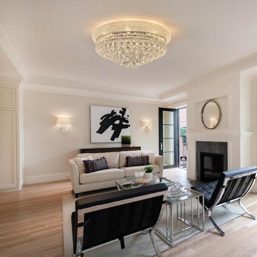 12-Light Crystal Flush Mount Chandelier Ceiling Light Fixture for Living Room Dining Room Bedroom Foyer Entryway Hallway Closet Bathroom (Chrome D24)