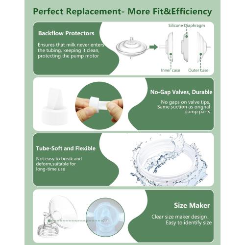 Breast Pump Parts Compatible with Spectra S1/S2/9 Plus/Synergy Gold, Full Set Replacement Parts for Spectra Include 12mm Flange, Duckbill Valve, Backflow Protector, Tubing, Bottle, Not Original Parts