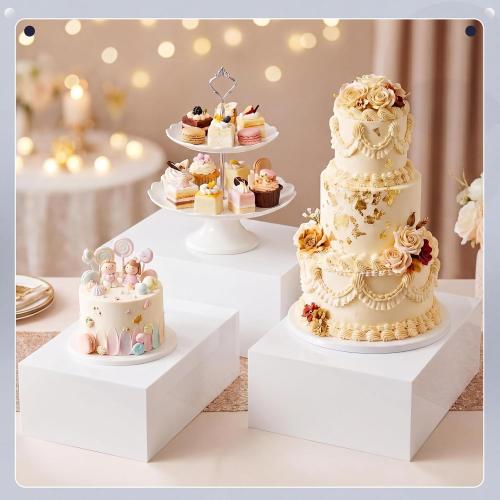 3 Pack Extra Large White Acrylic Buffet Risers 14” 13” 12” Cubes