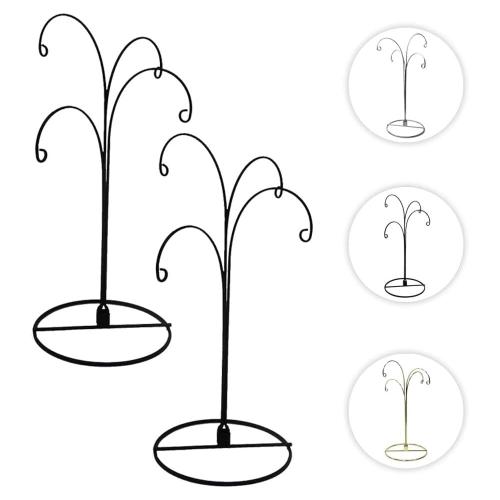 HOHIYA 2pcs Ornament Display Stand Holder Christmas Iron Hanger Hook 4 Arms 12inch Black