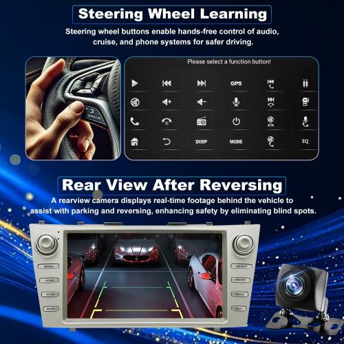 64G 5GWiFi Upgrade Android Car Radio for Toyota Camry 2007 2008 2009 2010 2011, Head Unit HD 9inch Touch Screen Car Stereo Wireless Carplay Android Auto Bluetooth GPS Navigation SWC FM Backup Camera