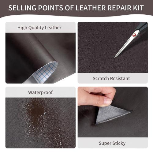 BSZHTECH Leather Repair Tape Self-Adhesive Leather Repair Patch for Couch Furniture Sofas Car Seats Advanced PU Vinyl Leather Repair Kit (Dark Brown, 3.9X79 inch)