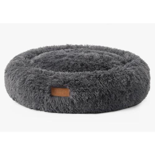 Town & Country Luxe Gray CuddleTown Fuzzy Solid Donut Pet Bed