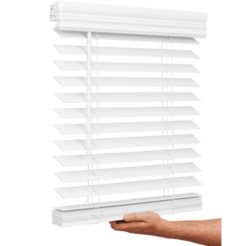 Lotus & Windoware Cordless 2 Faux Wood Room Darkening Horizontal Blind, 22 W x 60 L, Bright White, Smooth