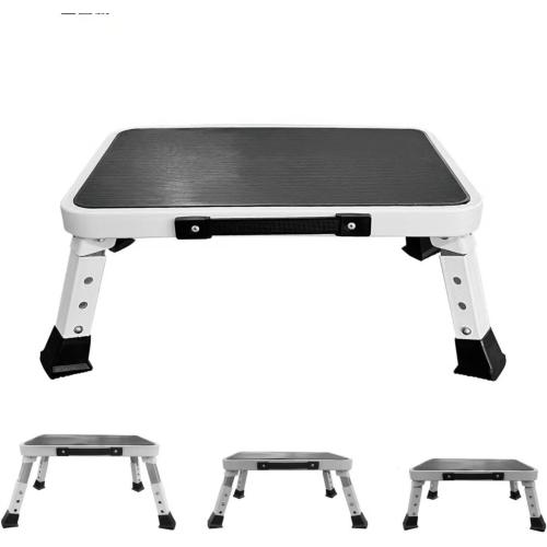 RV Step Stool Foldable Adjustable Step Ladder Sturdy Metal Stable Step Stool with a Non-Slip Platform Supports up to 500 lb with Non-Slip Rubber Feet