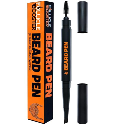 Beard Pen Filler for Men - Barber Styling Grooming Pencil - Waterproof Proof, Sweat Proof, Long Lasting Solution with Natural Finish - Cover Beard and Scalp Patches in Seconds - Black 1 Pack