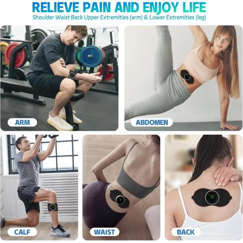 Heating TENS Unit for Pain Relief, Wireless Muscle Stimulator with Remote Controller, Portable Rechargeable Massager for Shoulder Waist Back Arm Leg (2 Pads)