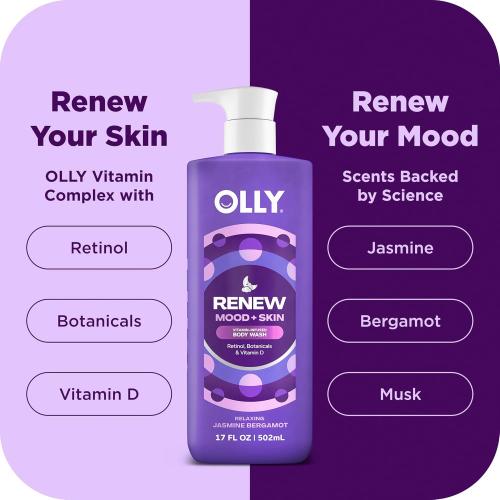 OLLY Body Wash Mixed Pack 4 Count, Calm, Renew, Bright, Revive