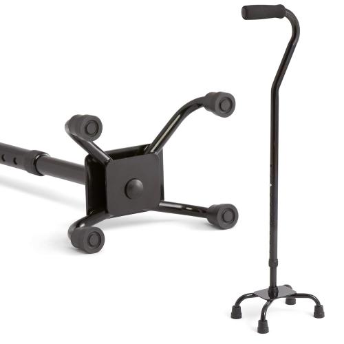 Medline Aluminum Quad Cane with Small Base for Balance, Height Adjustable 29 to 38, Knee Injuries, Surgery Recovery & Mobility, Lightweight Walking Aid for Seniors & Adults, 300 lb Weight Capacity