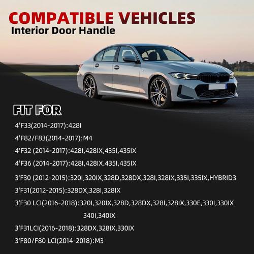 2PCS Car Sticky Door Handle Cover Compatible with BMW 3&4 Series