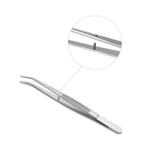 Stainless Steel Tweezers, with Curved Serrated Tip Multipurpose Sewing Machine Tweezers Forceps for Craft Repairing (2 Pcs set)