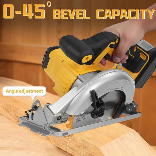 Cordless Circular Saw for Dewalt 20V Battery, 6-1/2 Inch Brushless Circular Saw, 0-45°Cutting Bevel,Max Cutting Depth 1.6 for Wood, Soft Metal, Plastic(No battery)