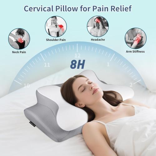 Cervical Neck Pillow for Pain Relief - Ergonomic Pillow Side Sleeper Pillow for Sleeping, Orthopedic Bed Pillow Neck Support Pillow, Contour Memory Foam Pillows for Side Back Sleepers