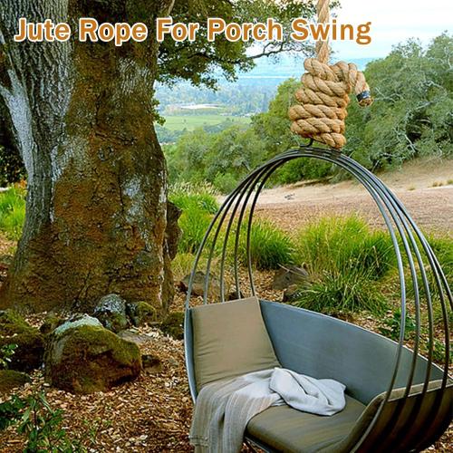 Jute Rope (1.5 in X 50 ft), 38mm Thick Twisted Manila Ropes, Natural Heavy Duty Hemp Rope for Swing Bed, Crafts, Railing, Tug of War, Landscaping, Garden, Bundling, Hammock, Home Decorating