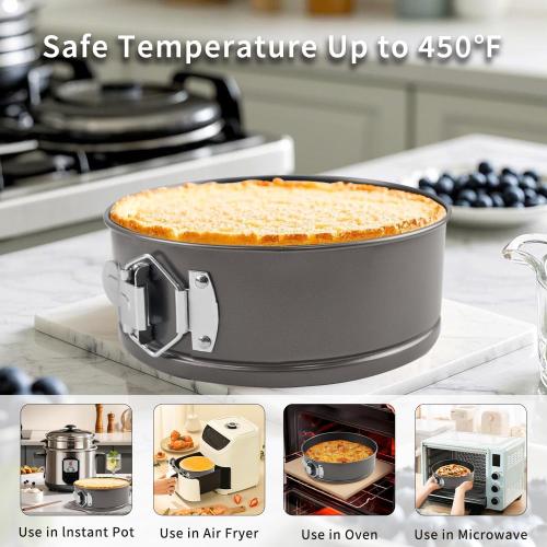 3PCs Cake Pan Sets for Baking, 7/8/9 Inch Round Cake Pans, Nonstick Springform Cake Pans, Cheesecake Baking Pans with 100 Pcs Piping Bags,