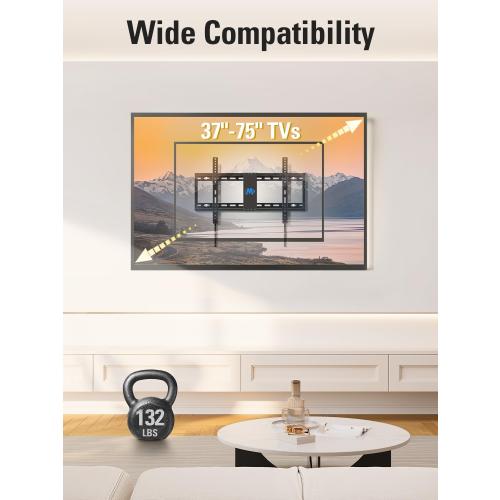 Mounting Dream Tilting TV Wall Mount for Most 37-90 Inch TVs up to 132lbs