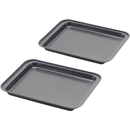 Little Small Baking Sheets Nonstick Set of 2 (9.5inch X 7.1inch) - SS&CC 8 Inch Nonstick Baking Toaster Oven Tray Cookie Sheets, 1 or 2 Person Household