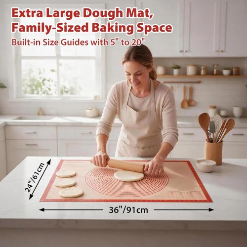 Non-slip Silicone Pastry Mat Extra Large Measurements 36''x 24'' Baking Mat