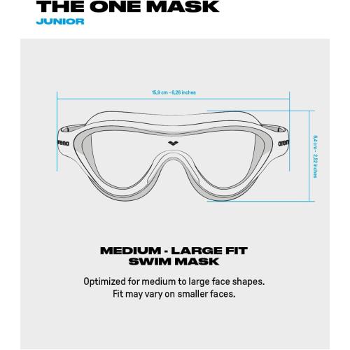 ARENA Unisex Youth The One Junior Swim Mask Goggles for Boys and Girls Ages 6 to 12 Large Fit Polycarbonate Lens
