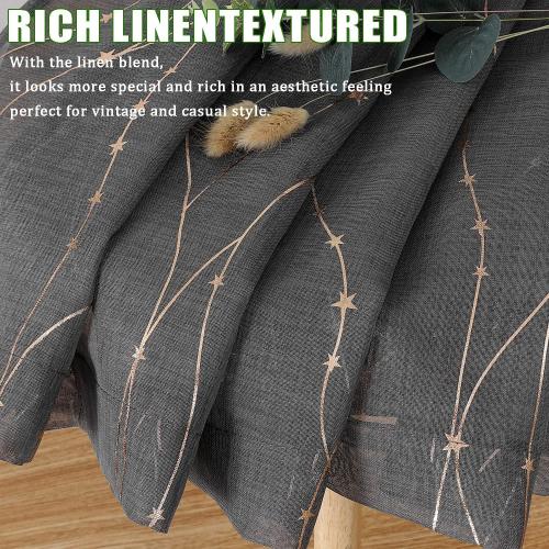 2 SMILE WEAVER Grey Sheer Curtains 84 Inch Long for Living Room,Privacy & Light Filtering Semi Sheer Curtain with Star Print Design,Lightweight Voile Transparent Bedroom Window Drapes,2 Panels