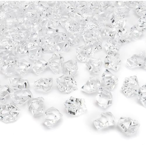 160PCS White Acrylic Ice Rocks, Fake Ice Cubes Crushed Diamond Vase Fillers, Plastic Gems Table Centerpieces for Fish Tank Wedding Party Aquarium Decorations Photo Props Display