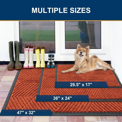 Smiry Front Door Mat Outside Entrance, Low Profile Rubber Doormat, 29.5x17