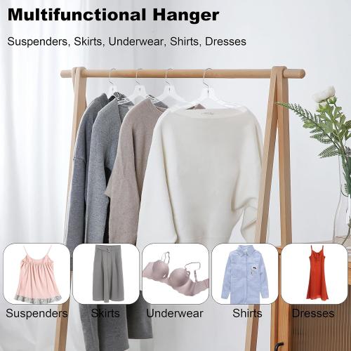 VWV 24 Pack Clear Plastic Hangers, 15.75 Inch Non-Slip Clothes Hangers