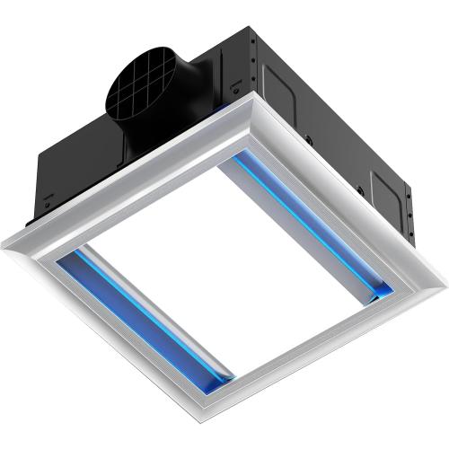 12 Bathroom Exhaust Fan with Light,160 CFM, 1.0 Sone Ultra Quiet, Aluminum Bathroom Vent Fan, 10x10 Mount, 6000K LED Light Ceiling Ventilation Fan with Blue Nightlight (White)