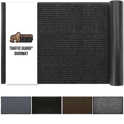 GORILLA GRIP Door Mat, Waterproof, Traffic Guard Commercial Office Doormat, 35x23, Black