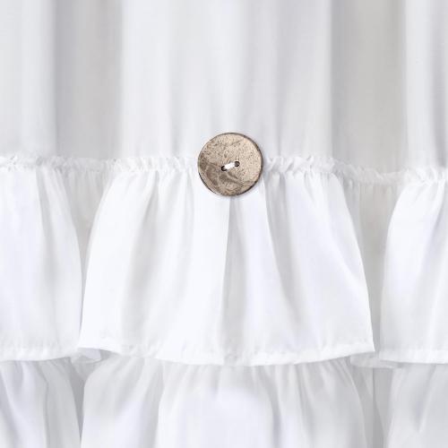 Ruffle Farmhouse Shower Curtain, White Vintage Shower Curtains for Bathroom Fabric Cute Rustic Cloth, 72 W X 72 L Inch
