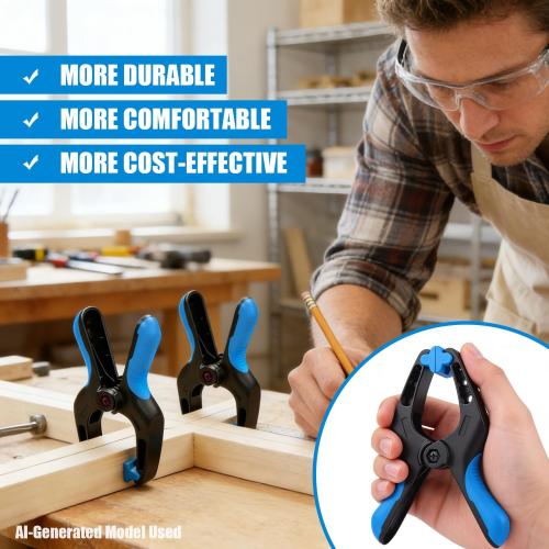 6 Pack 6 inch Heavy Duty Spring Clamps,Large Plastic Clamps,Spring Clips for Woodworking,Backdrop Stand,Pool Cover, Photography, Crafts