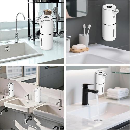 OHIFAST Automatic Liquid Soap Dispenser Touchless, USB Rechargeable Smart Hand Soap Dispenser, 6-Level Adjustable, 12.8oz/380mL Wall Mounted for Bathroom Kitchen Accessories Dish Soap-White
