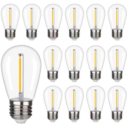 Shatterproof LED String Lights, Waterproof, Warm White 2200K, 70LM, E26 Base - 15 Pack