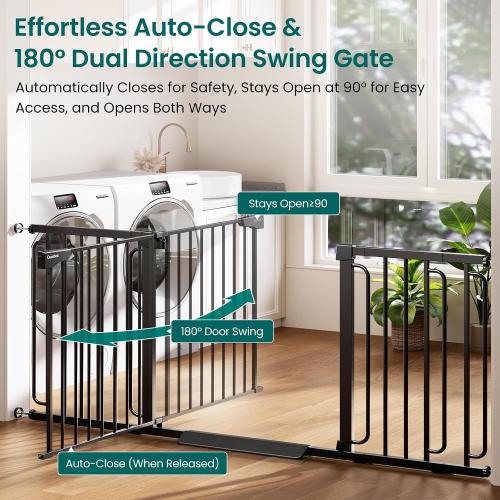 Cumbor Extra Wide Baby Gate, 36.6-69 Walk-Through Dog Gate Black
