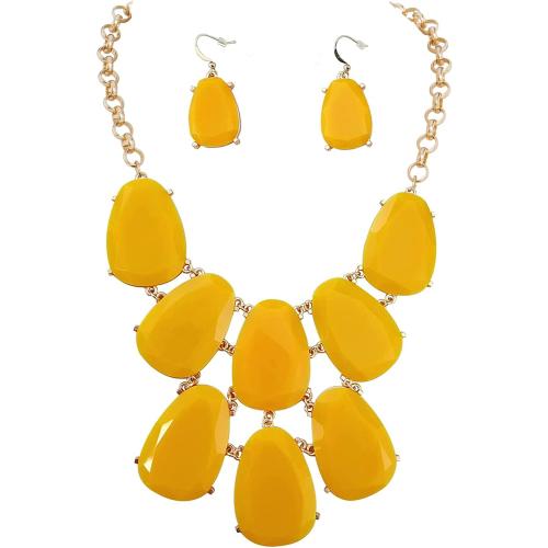 Firstmeet Chunky Bubble Statement Collar Necklace with Earrings for Women